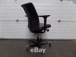 Black Leather HAG H05 Operators Chair with Arms