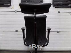 Black Leather HAG H05 Operators Chair with Arms and Headrest
