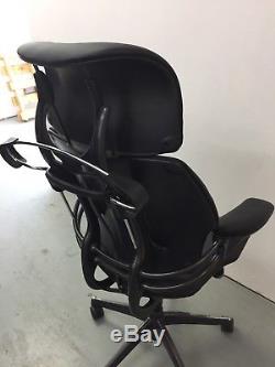 Black Leather Humanscale Freedom Ergonomic Office Chair Headrest. 2 Years War