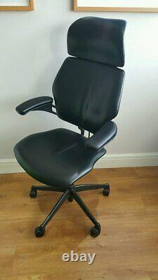 Black Leather Humanscale Freedom Ergonomic Office Task Chair With Headrest