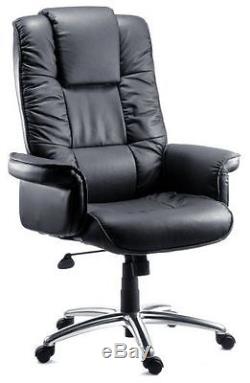 Black Leather Large Gullwing Arm Executive Managers Swivel Chair Lombard