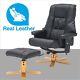 Black Massage Recliner Chair Leather With Foot Stool Swivel Armchair Office