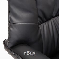 Black Massage Recliner Chair Leather with Foot Stool Swivel Armchair Office