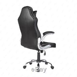 Black Sports Racing Gaming Chair Rocking Office Computer Swivel High Back PU
