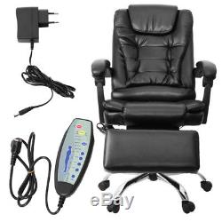 Black Vibrating Massage Office Computer Chair Luxury Leather Swivel Reclining
