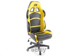 Black/Yellow Leather Faux Office Chair Sports Bucket Seat Style Garage Home Work