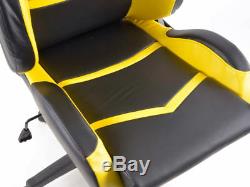Black/Yellow Leather Faux Office Chair Sports Bucket Seat Style Garage Home Work