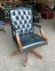 Blue Leather Chesterfield Directors Captains Office Desk Chair We Deliver Uk