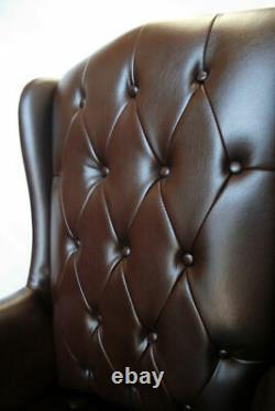 Bonded Leather Managers Captains Chesterfield Desk Chair Office Furniture Brown