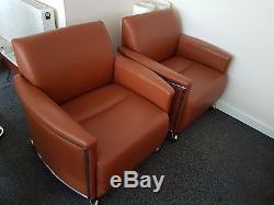 Boss Design Bentley 1 Seater Chair Brown Leather Set of 4