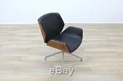 Boss Design Kruze Black Leather / Walnut Office Reception Tub Chairs
