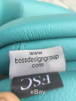 Boss Design Kruze Chair Light Blue/green Full Leather VGC Set Of 4x Available