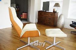 Boss Design Kruze Lounge Chair and Footstool Leather and Oak