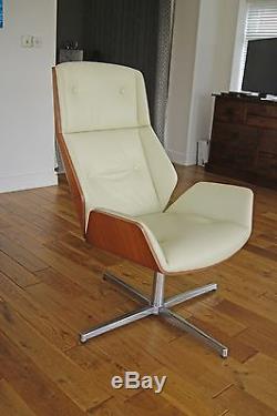 Boss Design Kruze Lounge Chair and Footstool Leather and Oak