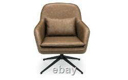 Bowery Swivel Office Chair in Brown Faux Leather