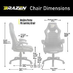 BraZen PC Gaming Chair Puma Office Racing Computer Chair Grey