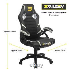 BraZen PC Gaming Chair Puma Office Racing Computer Chair White