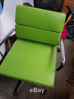 Brand New Real Leather Low Back office Chair RRP £329 Funky Green