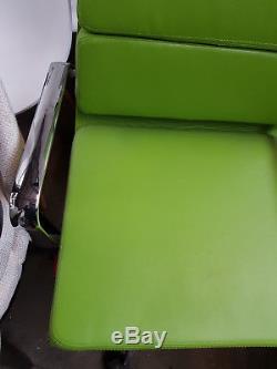 Brand New Real Leather Low Back office Chair RRP £329 Funky Green