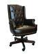 Brown Captain Leather Desk Office Chair Chesterfield High Back Managers Executiv