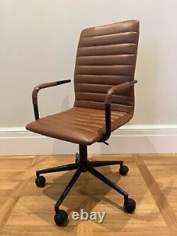 Brown Faux Leather & Chrome Computer Office Chair