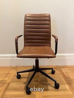 Brown Faux Leather & Chrome Computer Office Chair