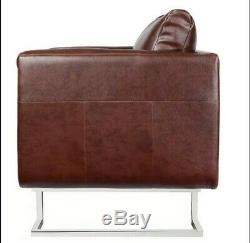 Brown Hallway Armchair Vintage Office Club Chair Retro Faux Leather Furniture