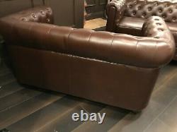 Brown Leather 2 Seater Sofa Clean Office Furniture Clearance Ex Office Chair