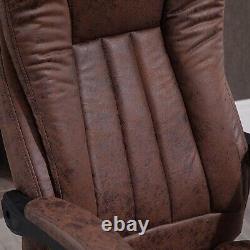 Brown Leather Executive Office Chair Recliner 5-legged Swivel Thick Padding Seat