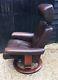 Brown Leather Stressless Recliner Armchair With Adjustable Headrest