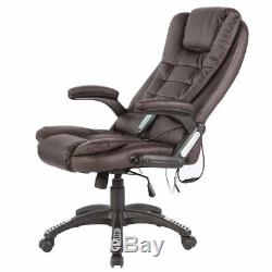 Brown Massage Heat Office Chair Computer Faux Leather Swivel Reclining Chair