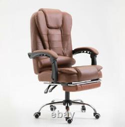 Brown Massage Office Chair Gaming Computer Desk Chairs Footrest Recliner Leather