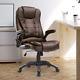 Brown Massage Office Chair Wheels High Back Pu Leather Recliner Executive Gaming