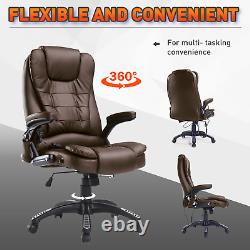 Brown Massage Office Chair Wheels High Back PU Leather Recliner Executive Gaming