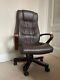Brown Executive Office Chair Leather Used Wooden Arm Rests