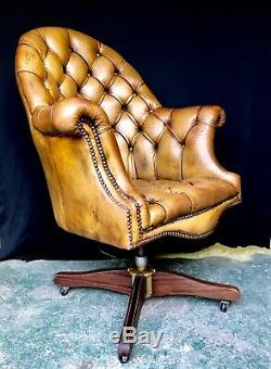 Button Back Leather Office Chair Vintage Retro Classic Cool
