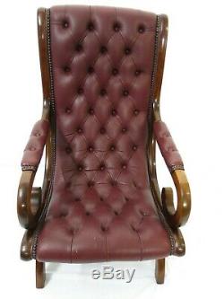 Button back leather office library chair #2267L
