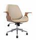 Chelsea Padded Office Chair-walnut Effect Wood W Beige Faux Leather Seat-ch56bg