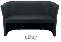 CLUB DUO Black Leather Double Twin Two 2 Seater Sofa Conference Chair Tub