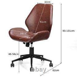COSTWAY PU Leather Office Chair Ergonomic Swivel Computer Desk Chair with Wheel