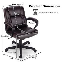 COSTWAY Rolling PU Leather Office Chair Height Adjustable Swivel Chair Rocking