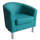 Camden Leather Tub Chair Armchair Dining Room Office Reception Aqua Blue