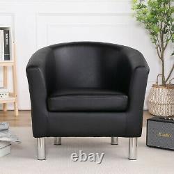 Camden Leather Tub Chair Armchair Dining Room Office Reception Black
