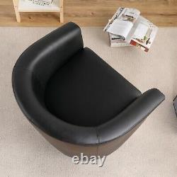 Camden Leather Tub Chair Armchair Dining Room Office Reception Black