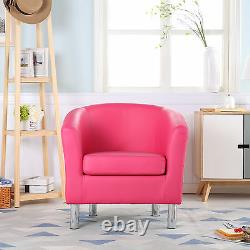 Camden Leather Tub Chair Armchair Dining Room Office Reception Bright Pink