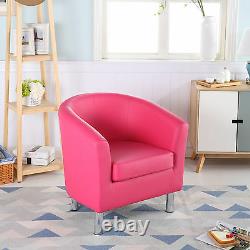 Camden Leather Tub Chair Armchair Dining Room Office Reception Bright Pink