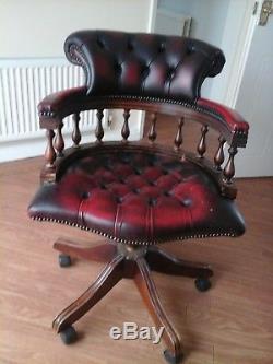 Captains Burgundy Leather Swivel Office Chair
