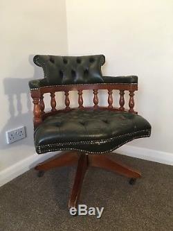 Captains Chair Chesterfield Office Chair Green Leather Delivery Available