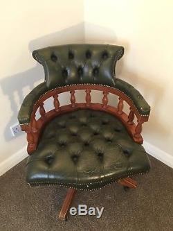 Captains Chair Chesterfield Office Chair Green Leather Delivery Available