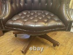 Captains Chair Office Chair Desk Chair vintage brown leather Chesterfield Chair